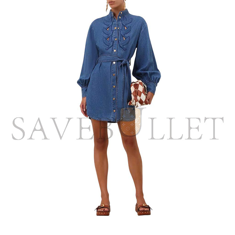 ZIMMERMANN DENIM APPLIQUE MINI DRESS 8760DS26R